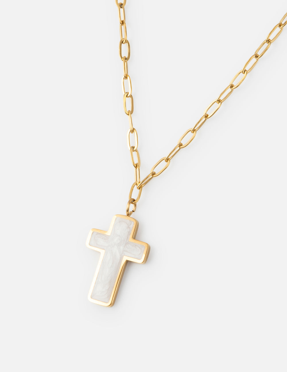 EF | White Enamel Cross Necklace