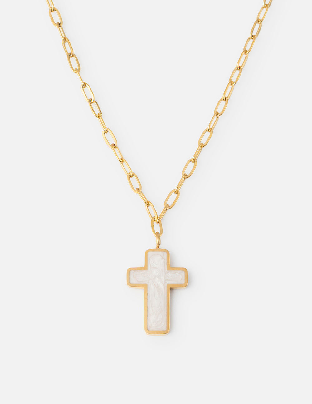 EF | White Enamel Cross Necklace