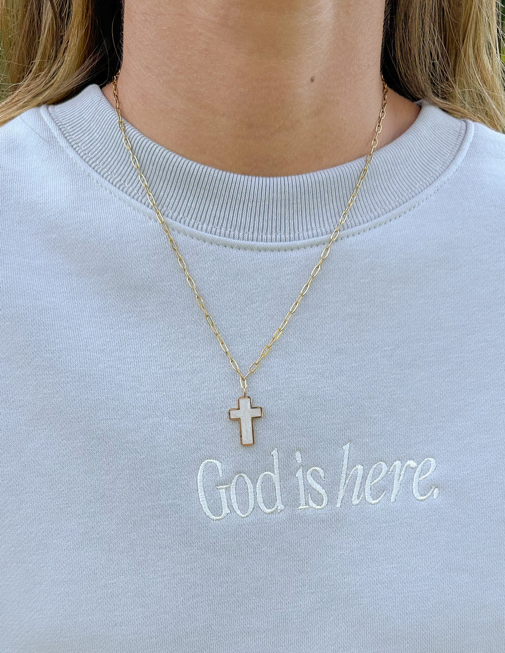 EF | White Enamel Cross Necklace