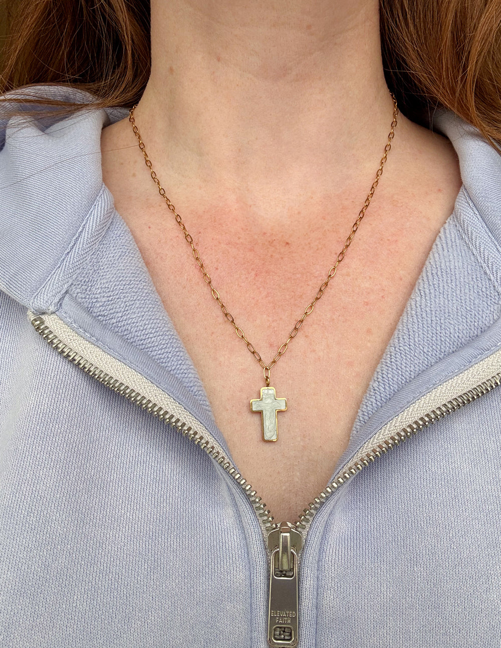 EF | White Enamel Cross Necklace